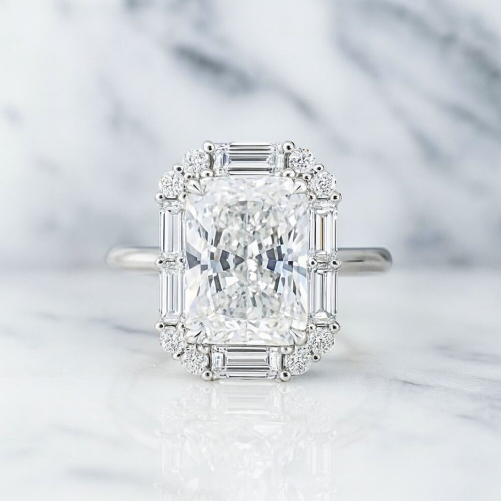 "Jameson" SILVER Lab Emerald Cut Ring